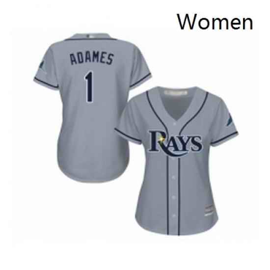Womens Tampa Bay Rays 1 Willy Adames Replica Grey Road Cool Base Baseball Jersey